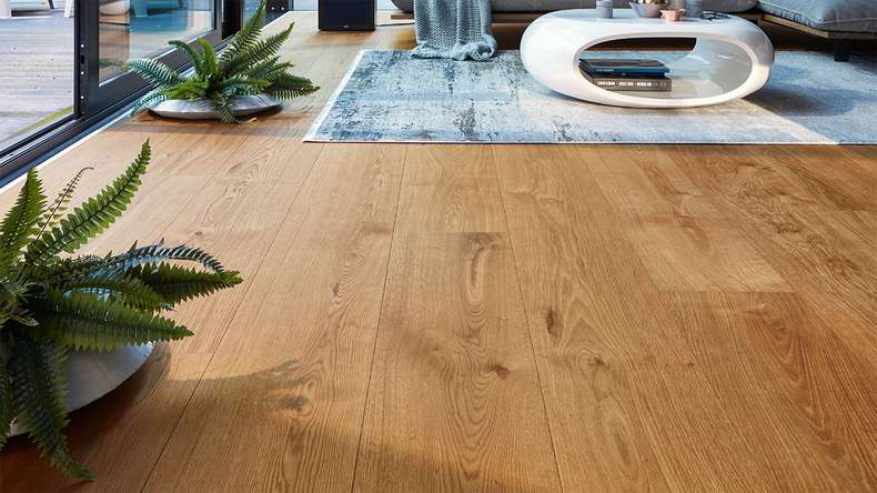 Sol en bois MEISTER Lindura HD 400 - 08900 Chêne animé huilé naturel 2200 x 270 x 11 mm (500213-2200270-08900)