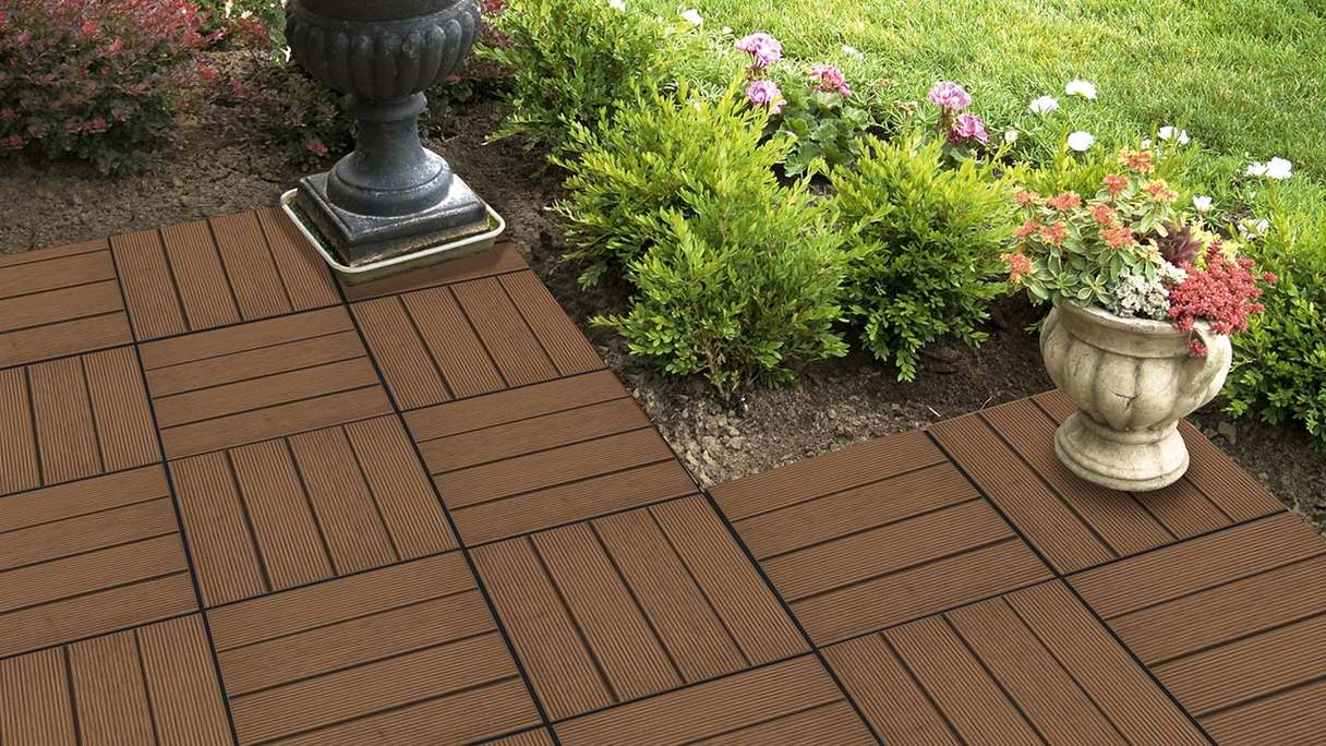 piastrella per terrazza in legno planeo termo-cenere scanalata 30x30 cm - 6 pz.