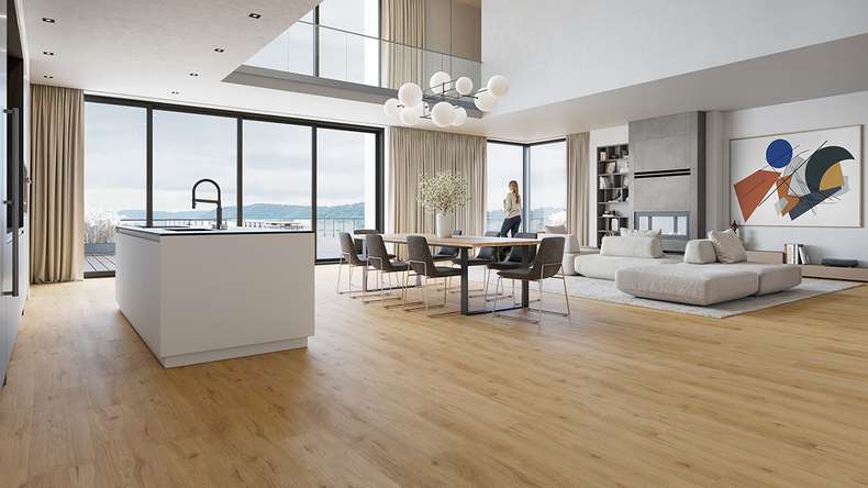 planeo Vinyle à clic rigide - HOMEtec Pro 50 IXPE Ivory Natural Oak | Isolation phonique intégrée (RP-G50-6)