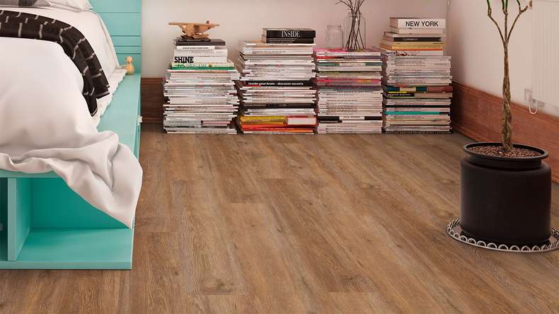 planeo Vinyle à clic rigide - FlexCore 55 Chocolate Oak | Isolation phonique intégrée (plfc-5145FS55)