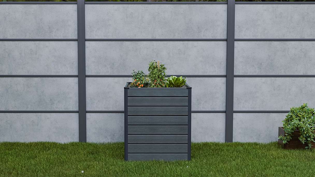planeo BPC-Rhombus bac surélevé Cube - gris pierre co-ex. 70 x 70 x 79 cm