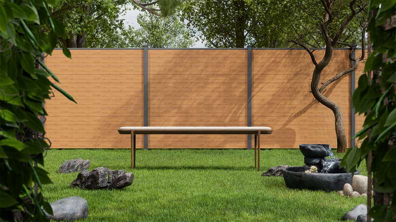 planeo Gardence Simply Small - PVC-Steckzaun Asteiche Natur 180 x 180 cm
