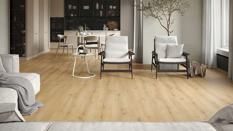 planeo Vinile rigido a incastro - GRANDline Sunlit Oak | Isolamento acustico integrato (NF-Gl-553-N)