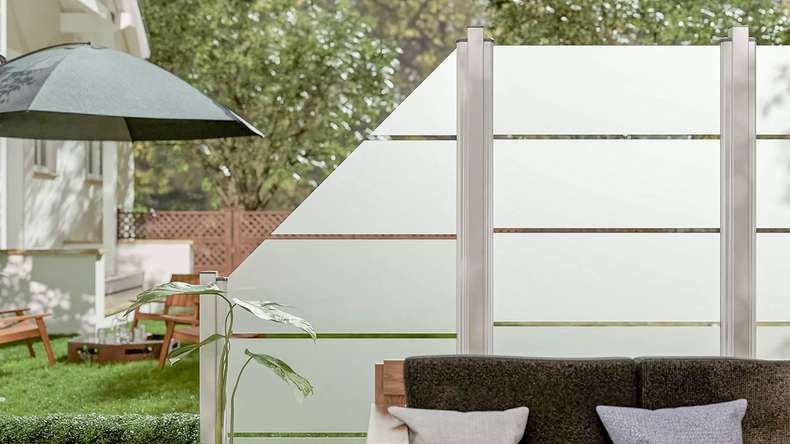 planeo Gardence Flair - Glas-Sichtschutz Schräg 90 x 180 cm