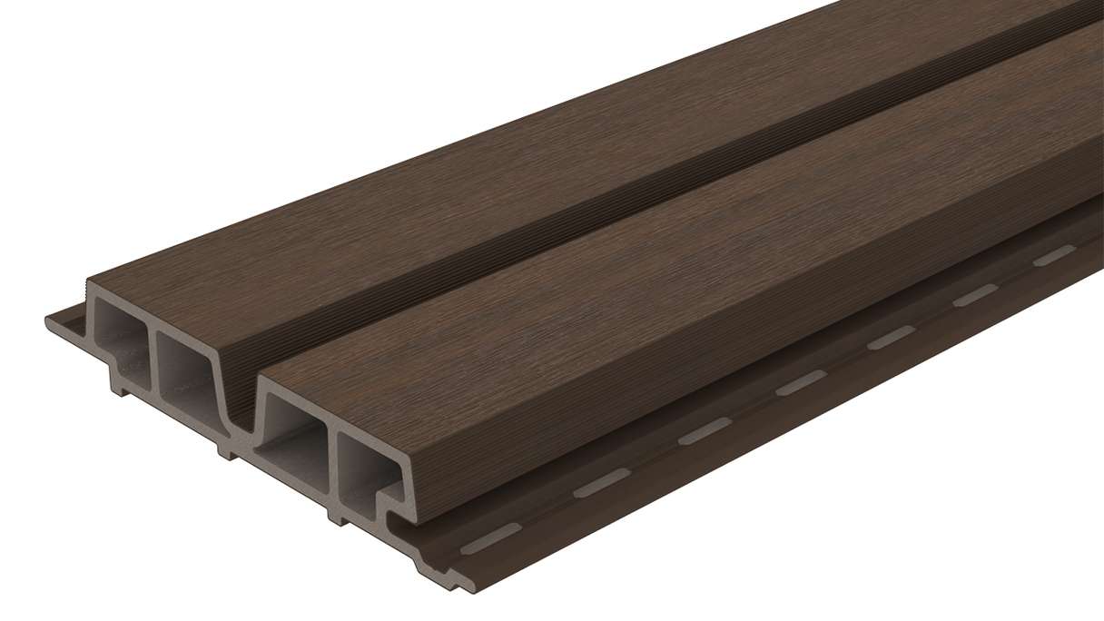 planeo LINEA Wide - Bardage de façade en WPC CoEx, teinte Ipe brun, 2900 x 181 mm