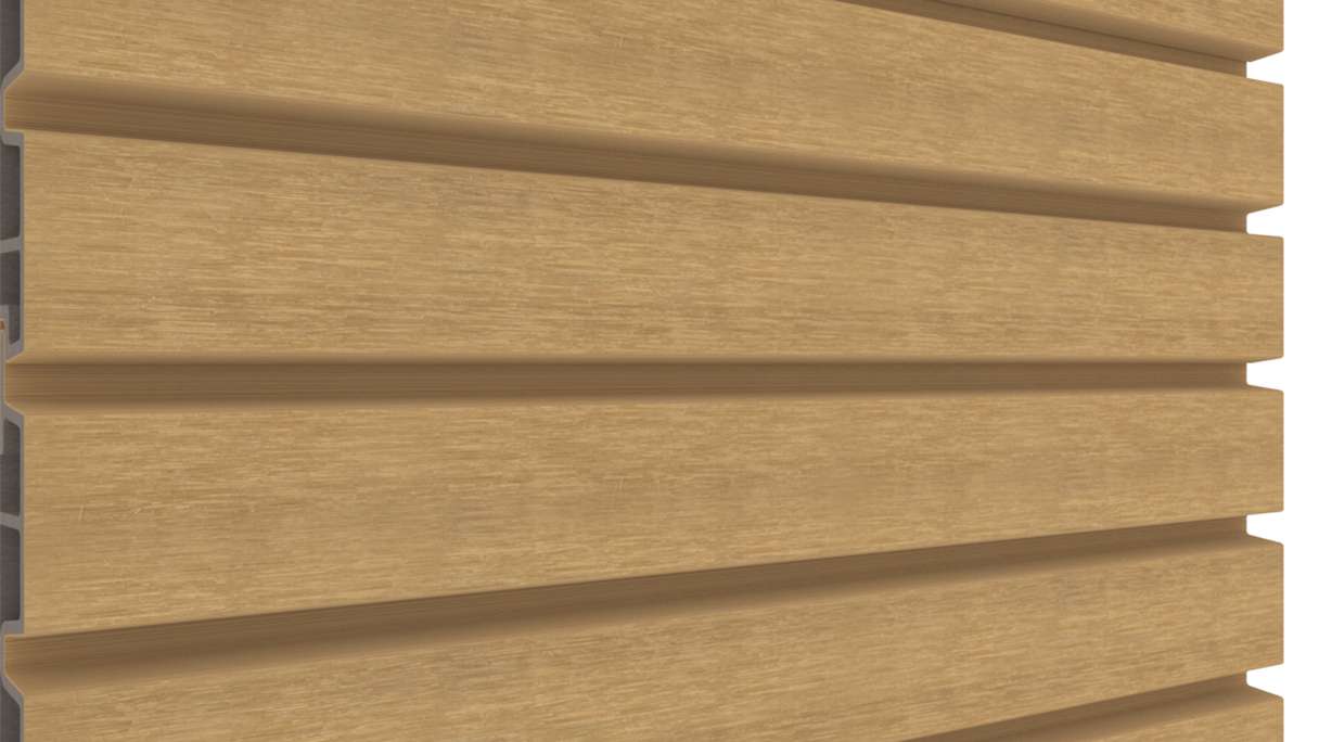 planeo LINEA Wide - Bardage de façade en WPC CoEx, couleur sable, 2900 x 181 mm