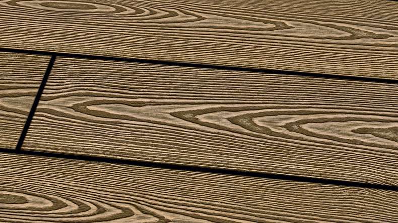 Lame de terrasse Planeo SolidWood en WPC - Brun terre 4,80 m, style français / structure 3D