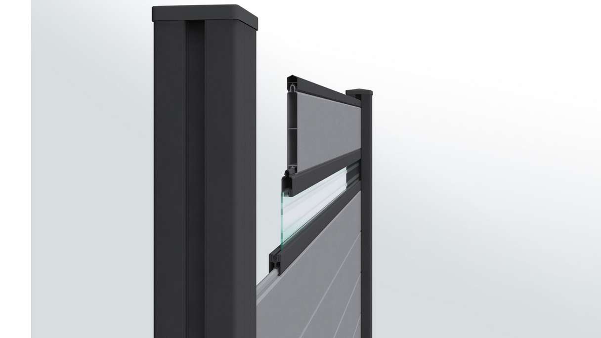 planeo Gardence Metallic - Poteau en aluminium à sceller dans le béton Anthracite DB703 7x7x150cm incl. capuchon