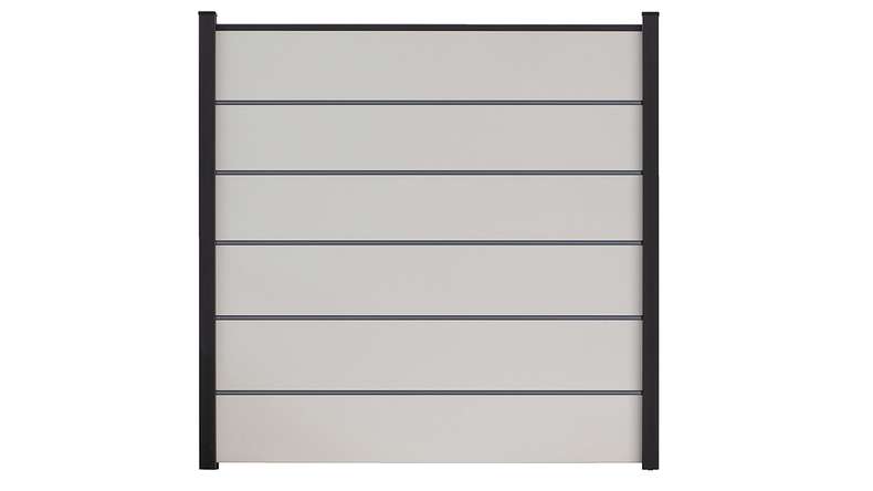 planeo Gardence Simply Premium - PVC-Steckzaun Weiss mit Lisenen in Anthrazit 180 x 180 cm