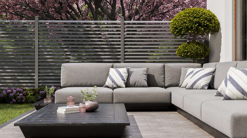 planeo Gardence Metallic Ellipse - Alu-Gartenzaun Quadratisch Anthrazit | DB703