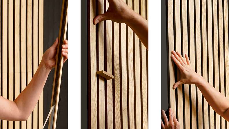 Skaben Akustikpaneele SilentWall Easy-Sticks - Eiche Hellbraun - 250 x 3,45 cm 4 Stk.