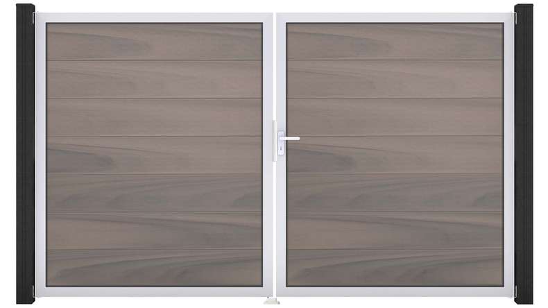 planeo Gardence Strong XL - BPC-Tor - 2-flügelig Bi-Color co-ex mit Alurahmen