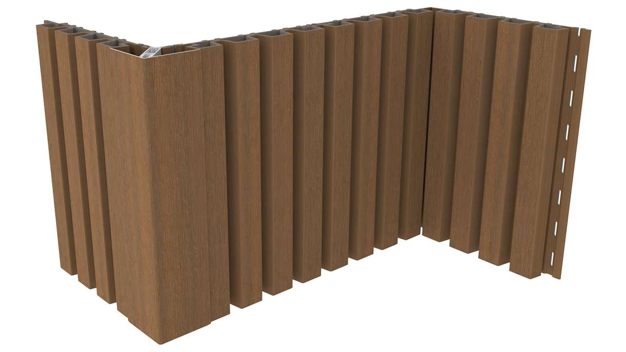planeo LINEA Slim - Bardage de façade en WPC CoEx « Burma Teak » 2900 x 215 mm