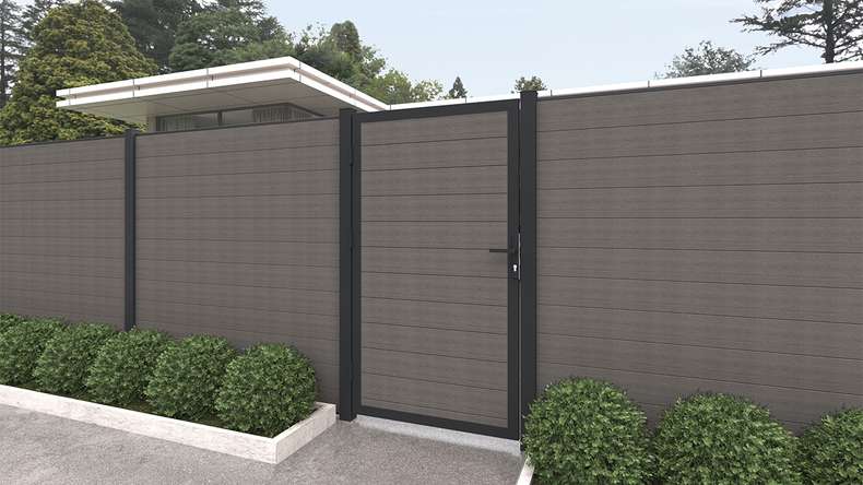 planeo INFINITY - WPC CoEx Steckzaun Dunkelgrau 176 x 183 cm