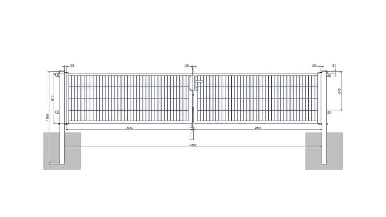planeo Universaltor medium 2-flg. Anthrazit H 800 x B 4158 mm inkl. Torpfosten