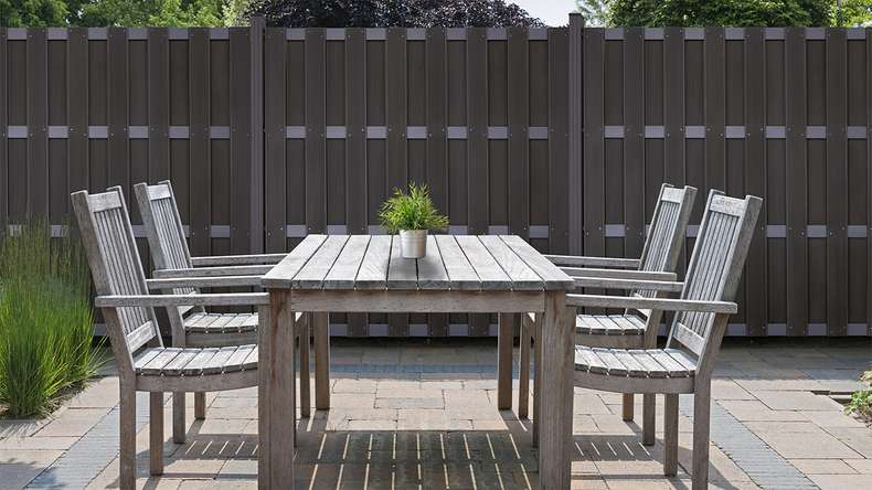 planeo Gardence Premade - recinzione da giardino BPC quadrata antracite 180 x 180 cm con traversa antracite | DB703