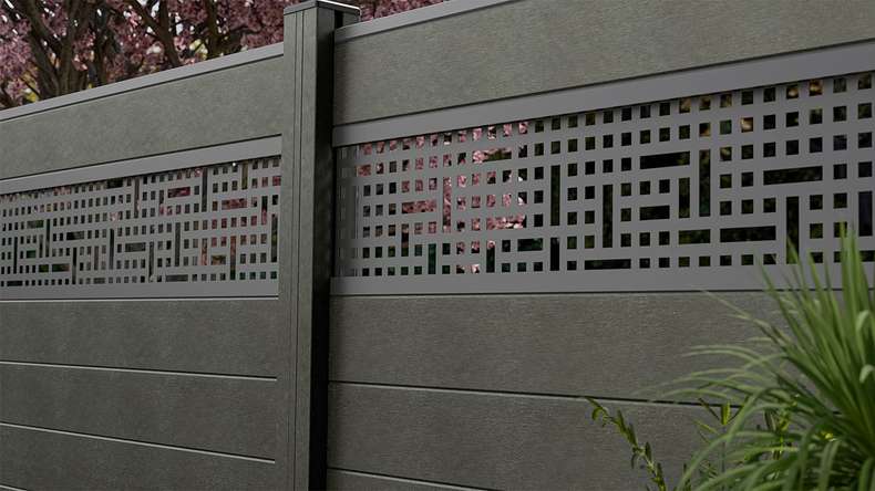 planeo Gardence Strong - Rete di recinzione a innesto BPC grigio antracite 180 x 180 cm