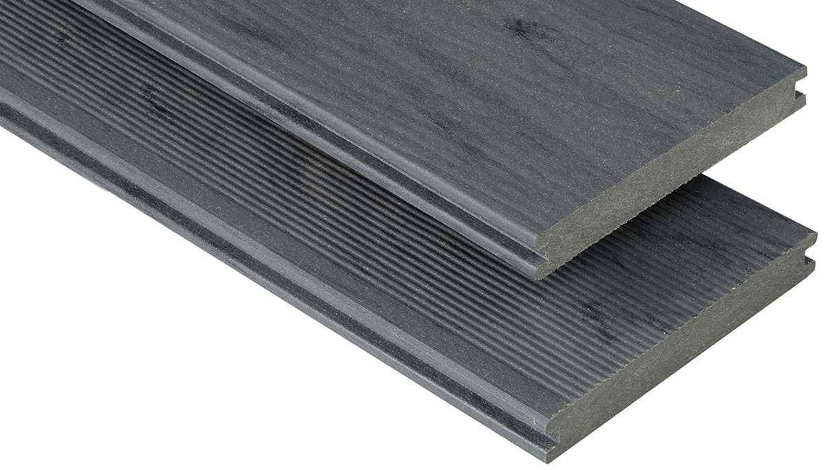 planeo WPC - Terrassendiele massiv Räuchereiche geprägt/geriffelt - 1m bis 6m