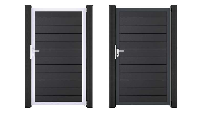 planeo Gardence Strong - Porte universelle BPC gris anthracite avec cadre en aluminium 100 x 180 cm
