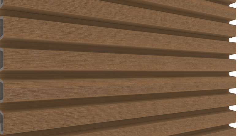 planeo LINEA Slim - Bardage de façade en WPC CoEx « Burma Teak » 2900 x 215 mm