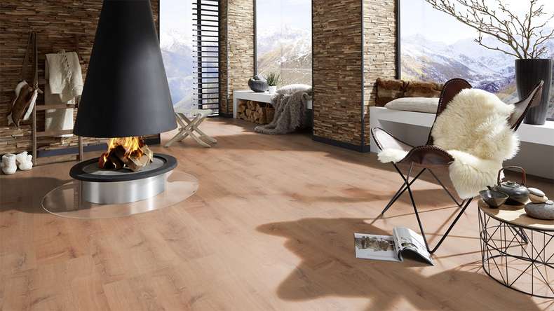 Skaben Sol PVC clipsable - ProfiKlick Chêne doré naturel | gaufrage synchrone (SP-6200192)