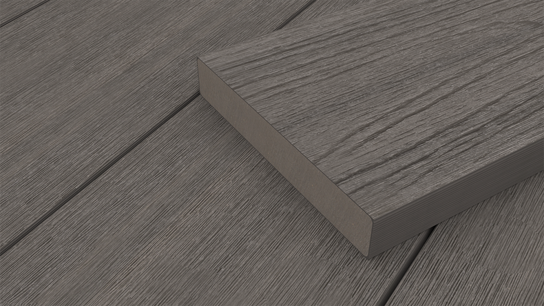 planeo UNIDeck - Listello per terrazza rivestito in WPC CoEx, grigio scuro, 3 m - strutturato/liscio spazzolato