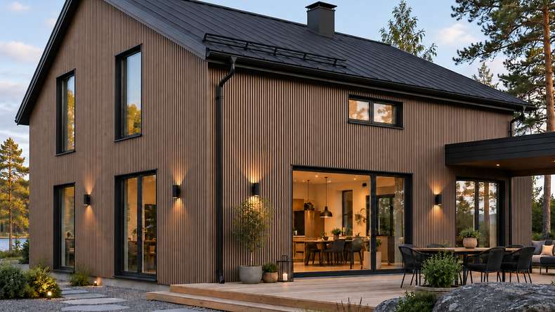 planeo NOVA - Listello romboidale in WPC CoEx per rivestimento di facciate, finitura teak, 2,90 m