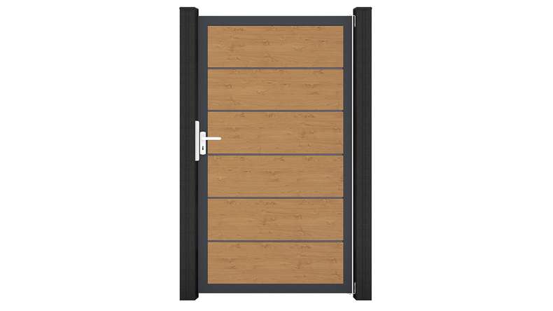 planeo Gardence Simply Premium - PVC-Universaltor Asteiche Natur mit Alu-Rahmen in Anthrazit | DB703 100 x 180 cm