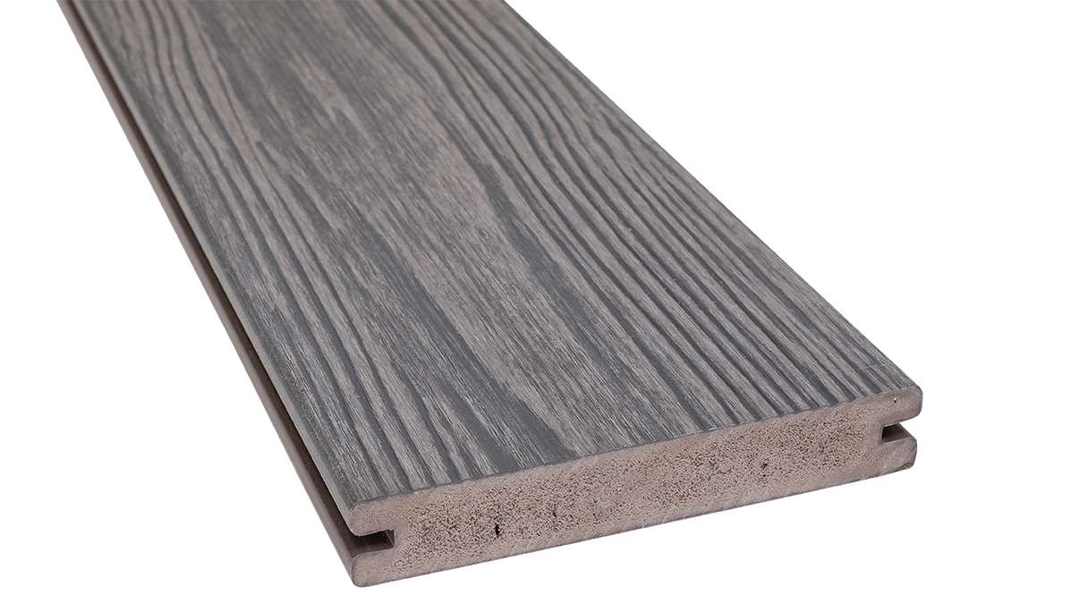 planeo Authentic Wood - Lame de terrasse BPC massive - Gris moyen texturé
