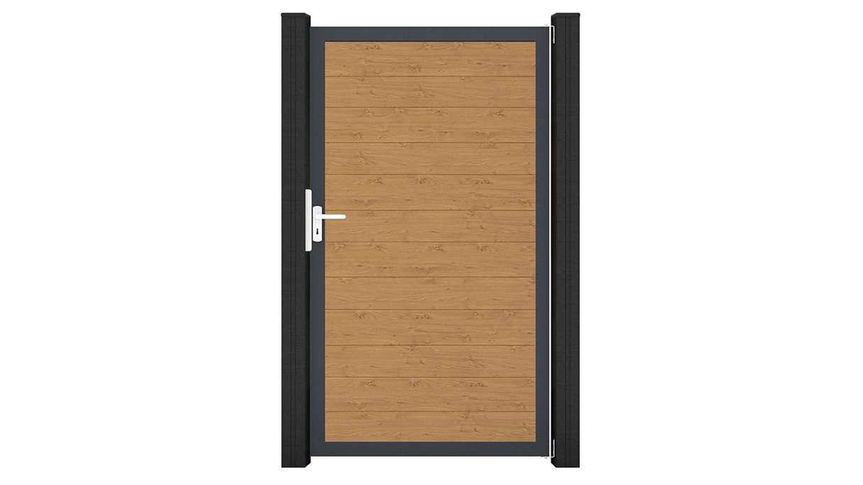 planeo Gardence Simply Small - PVC-Universaltor Asteiche Natur mit Alu-Rahmen 100 x 180 cm
