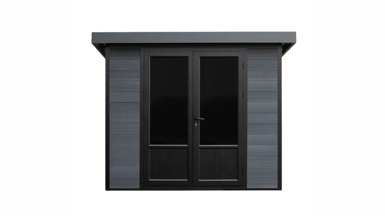 planeo WPC CoEx Pultdach Gartenhaus S - Anthrazit 240 x 240 cm