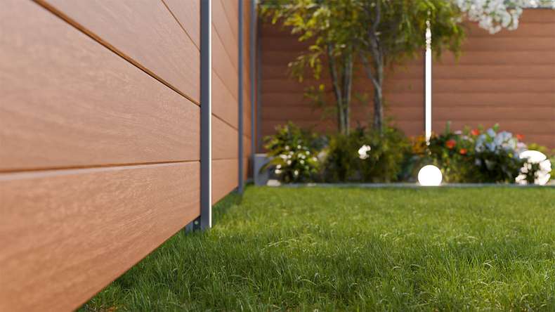 planeo Gardence Simply Small - PVC-Steckzaun Golden Oak 180 x 180 cm