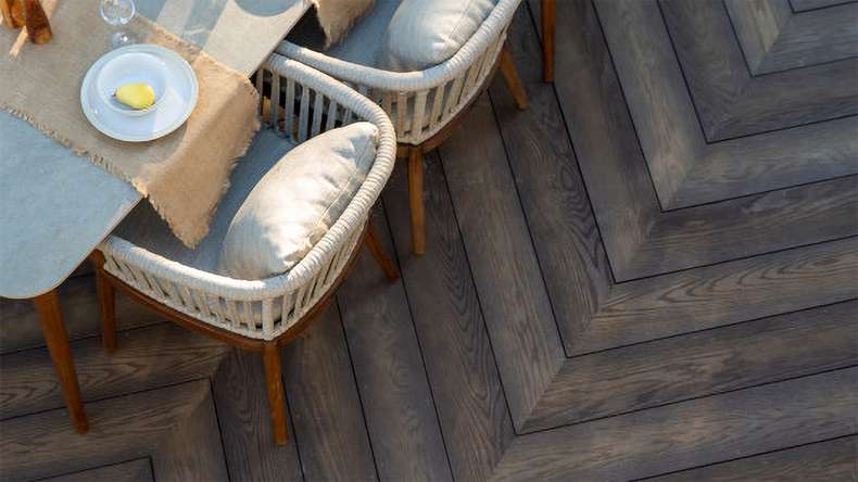 planeo Authoria PureBoard Plancher de terrasse massif - Chêne brun antique 3.6m structuré