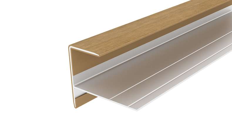 planeo LINEA - Profilé d'extrémité en aluminium CoEx, couleur sable, 3000 x 74 x 61 mm