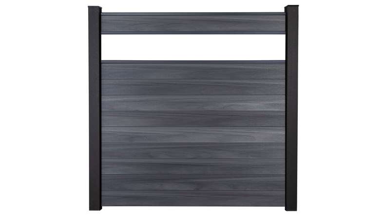planeo Gardence Strong - Clôture à emboîter BPC verre satiné gris pierre co-ex 180 x 180 cm