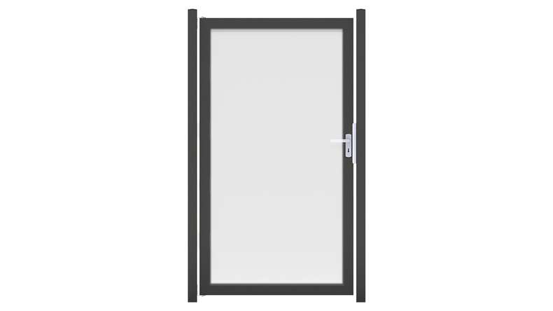 planeo Gardence Flair - Brise vue Verre Porte DIN gauche Satiné avec cadre en aluminium Anthracite 100 x 180 cm