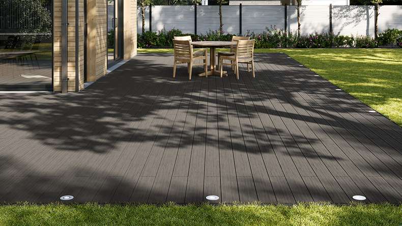 planeo AntikWood WPC Terrassendiele Massiv - Anthrazitgrau 3.6m antik gealtert