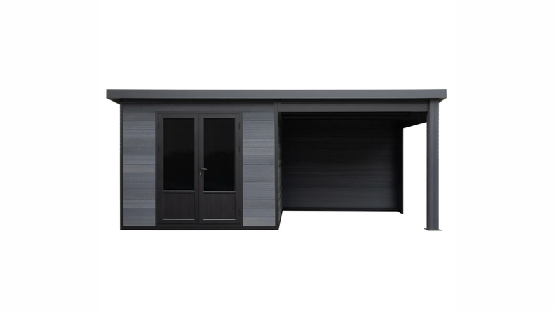 planeo WPC CoEx Pultdach Gartenhaus XXL - Anthrazit 560 x 288 cm