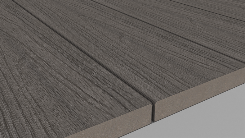 planeo UNIDeck - Listello per terrazza rivestito in WPC CoEx, grigio scuro, 3 m - strutturato/liscio spazzolato
