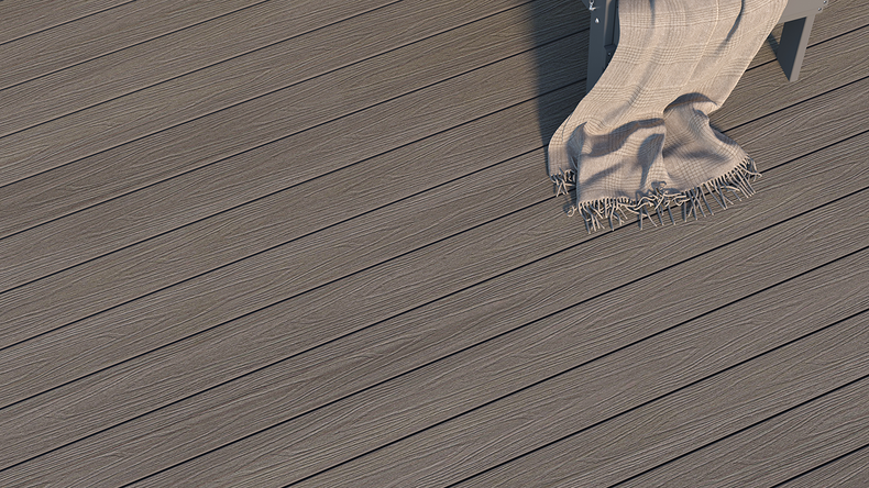 planeo UNIDeck - Listello per terrazza rivestito in WPC CoEx, grigio scuro, 3 m - strutturato/liscio spazzolato