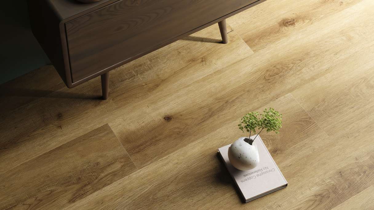 planeo Rigido Vinile ad incastro - SolutionX 2in1 Oak Dark Brown | Isolamento acustico integrato (ECF-0080)