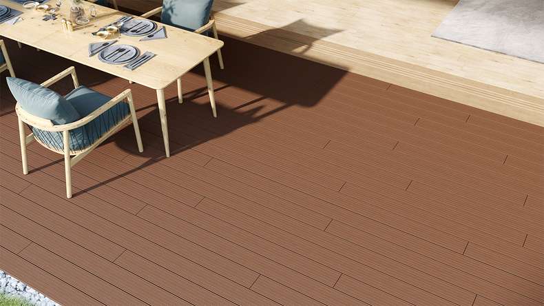 planeo LineWood WPC Pannello per decking solido - marrone chiaro scanalato/scanalato