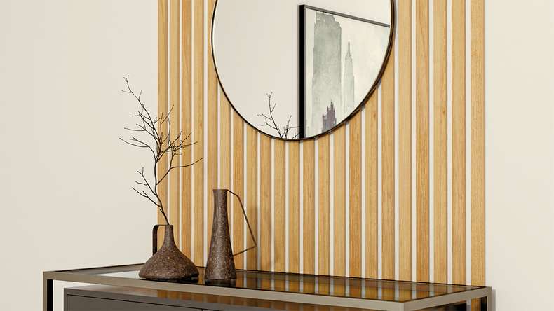 Skaben Akustikpaneele SilentWall Easy-Sticks - Eiche Hellbraun - 250 x 3,45 cm 4 Stk.