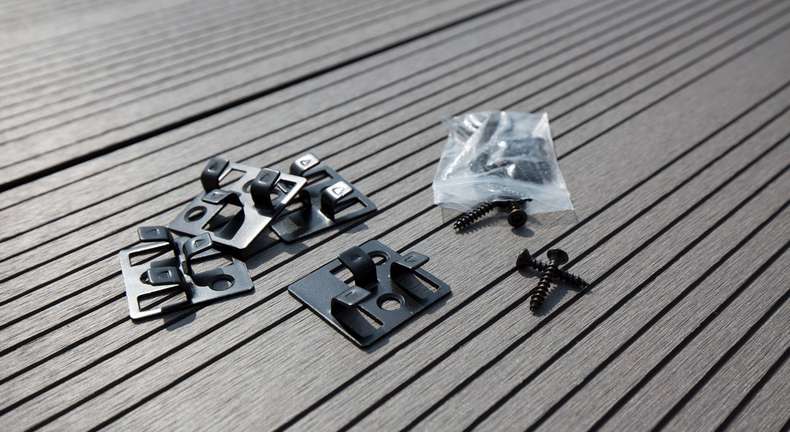 Ensemble complet TitanWood 4m de planche à âme creuse structure rainurée gris clair 8,8m² incl. aluminium-UK