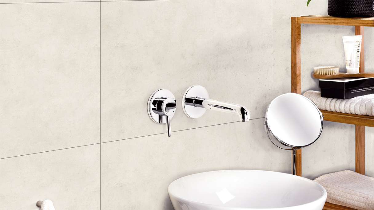planeo StrongWall - Wandverkleidung Kunststoff Light Cement 65 x 37,5 cm
