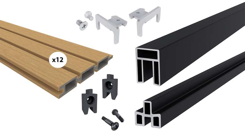planeo LINEA - WPC CoEx Rhombus Steckzaun Sand 176 x 183 cm
