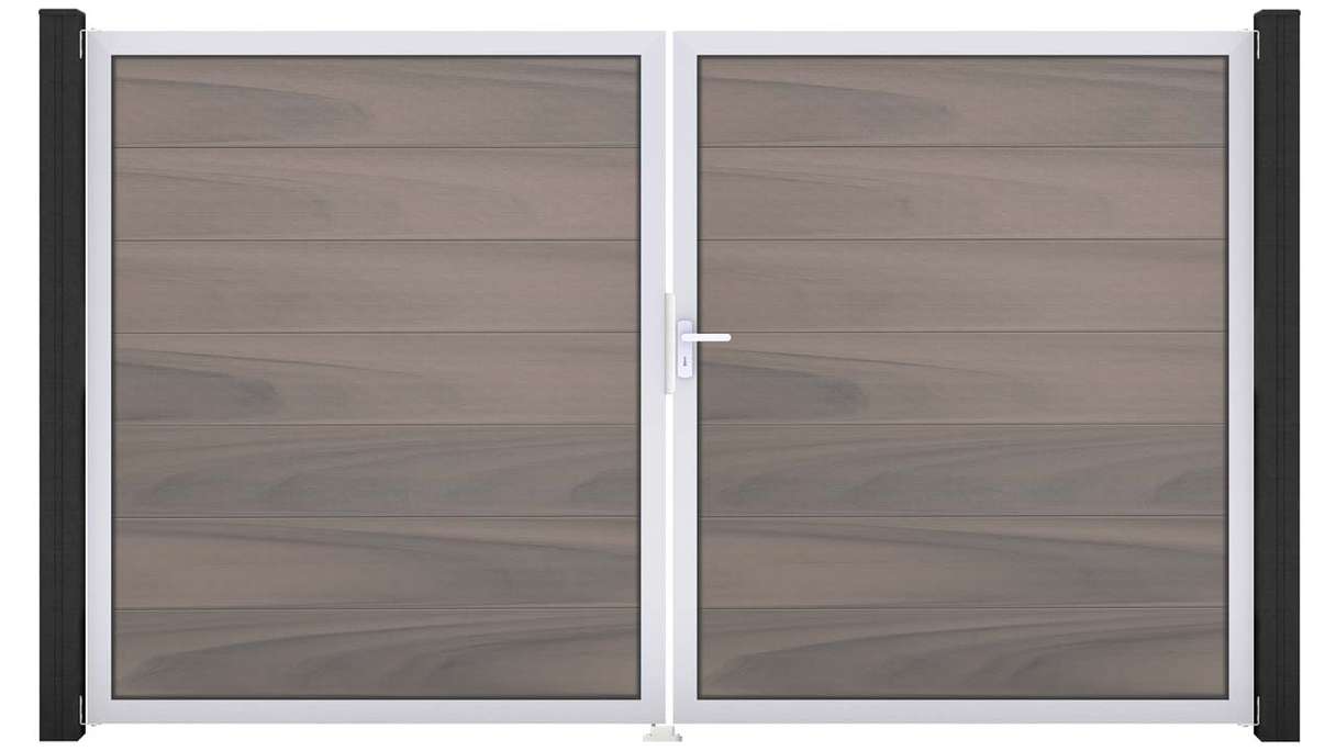 planeo Gardence Strong XL - BPC-Tor - 2-flügelig Bi-Color co-ex mit Alurahmen