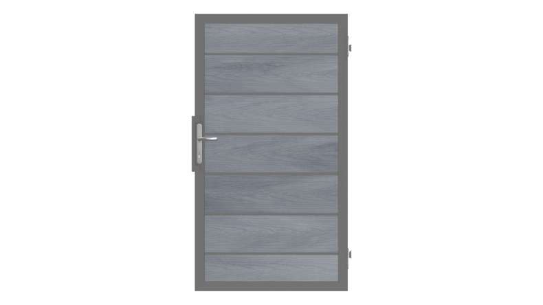 planeo Gardence Deluxe - Porte universelle composite pierre Gris avec cadre aluminium Anthracite