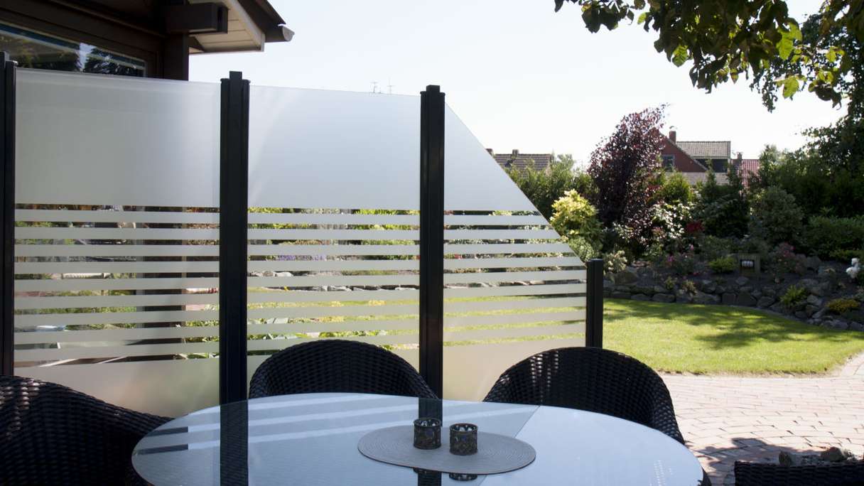 planeo Gardence Flair - Brise-vue en verre, bandes verticales