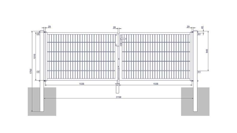 planeo Universaltor medium 2-flg. Moosgrün H 1000 x B 3158 mm inkl. Torpfosten